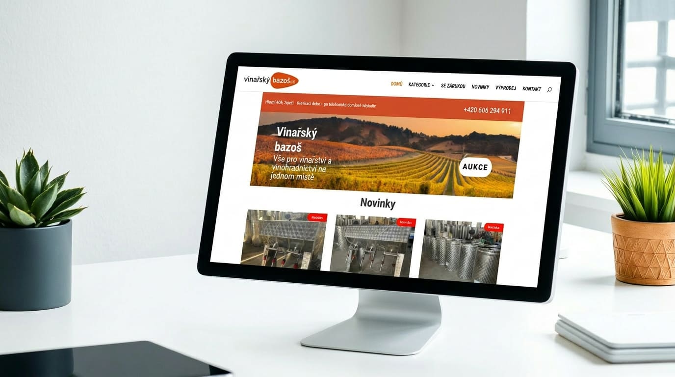 Online tržiště pro vinaře – ukázka práce pro klienta Vinařský bazoš. Realizace od DDBros.